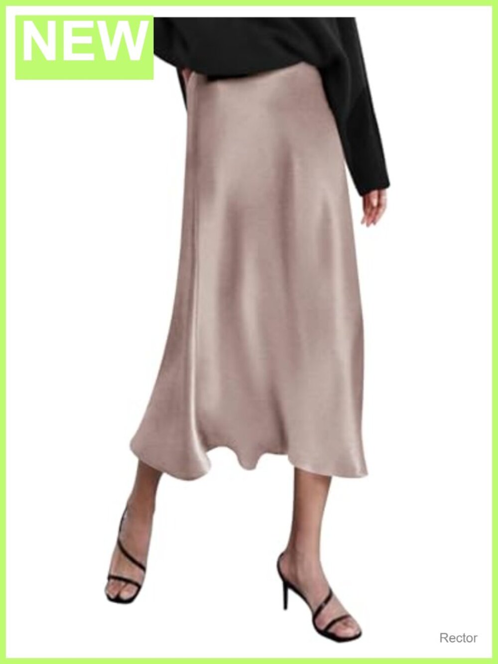 High Waisted Satin Midi Skirt Silk Blend Slim Fit Elegant Workwear